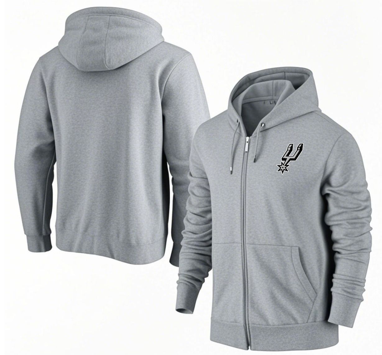 Men San Antonio Spurs Grey Zipper hoodie 2025 NBA Jersey style 1->san antonio spurs->NBA Jersey